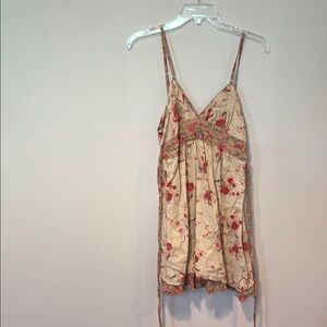 Floral Cream and Red Women's Dress